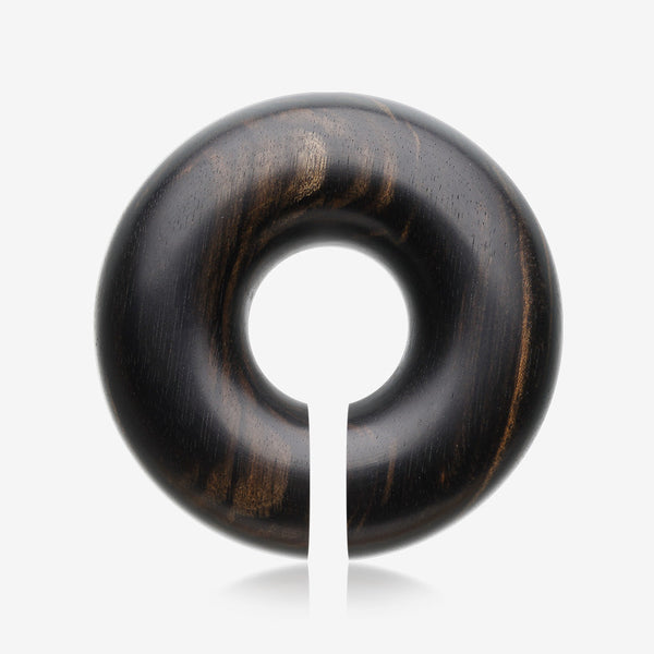 A Pair of Tiger Ebony Wood Hoop Hanger Plug-Black