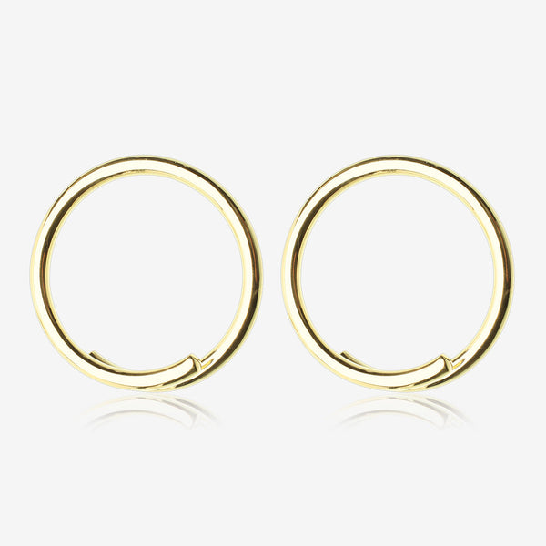 A Pair of Solid Golden Brass Spiral Hoop Ear Weight Hanger