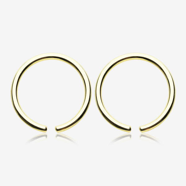 A Pair of Solid Golden Brass Hoop Ear Weight Hanger