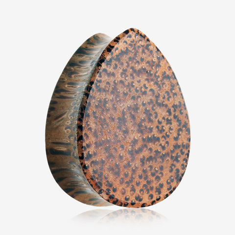 A Pair of Teardrop Coconut Wood Double Flared Plug