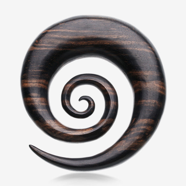 A Pair of Tiger Ebony Wood Super Spiral Hanger Plug-Black