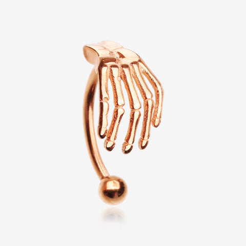 Rose Gold Skeleton Hand of Death Curved Barbell