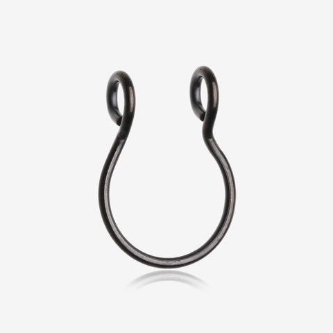 Blackline Simple Loop Steel Non-Piercing Fake Septum Ring