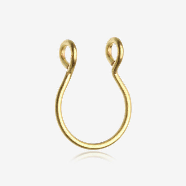 Golden Simple Loop Steel Non-Piercing Fake Septum Ring