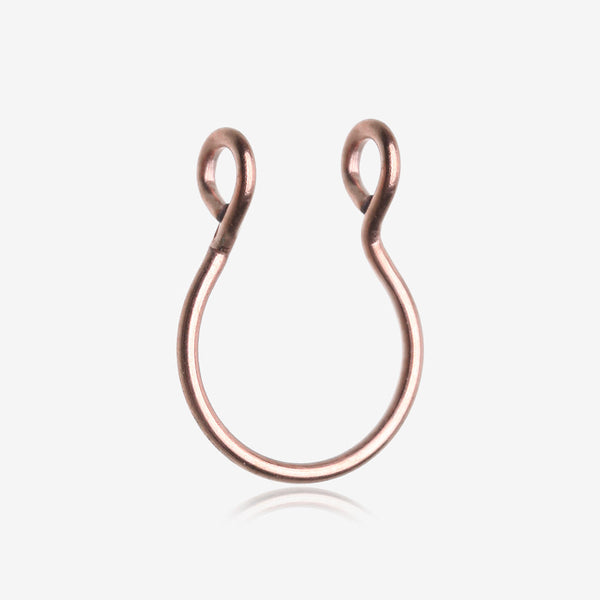 Rose Gold Simple Loop Steel Non-Piercing Fake Septum Ring