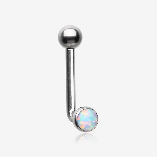 Implant Titanium Fire Opal Sparkle Internally Threaded VCH Bent Barbell-White