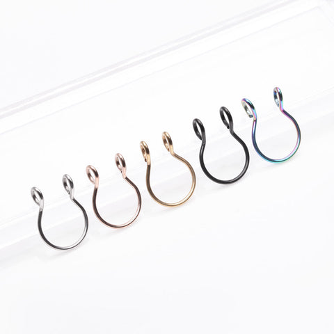 5 Pcs of Assorted Simple Loop Steel Non Piercing Fake Septum Ring Package