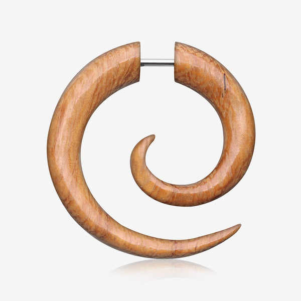 A Pair of Gamal Wood Fake Spiral Hanger Earring