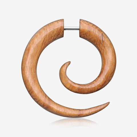 A Pair of Gamal Wood Fake Spiral Hanger Earring