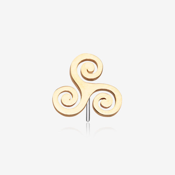 14 Karat Gold OneFit Threadless Triskelion Celtic Symbol Top Part 