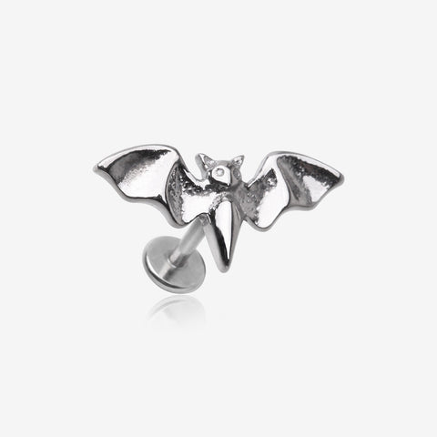 Flying Night Bat Internally Threaded Steel Flat Back Stud Labret