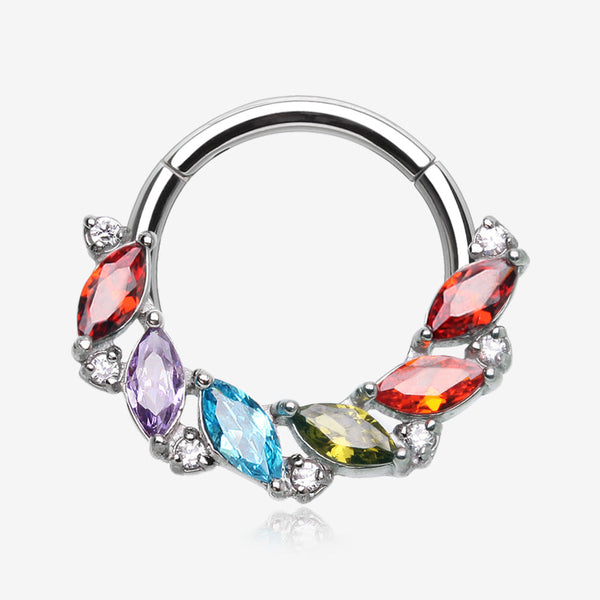 Brilliant Sparkle Marquise Weave Wreath Clicker Hoop Ring-Multi-Color