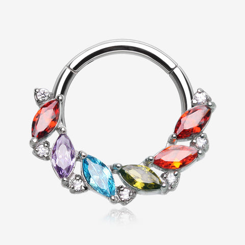 Brilliant Sparkle Marquise Weave Wreath Clicker Hoop Ring-Multi-Color