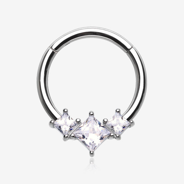 Brilliant Sparkle Princess Trio Sparkle Clicker Hoop Ring-Clear Gem