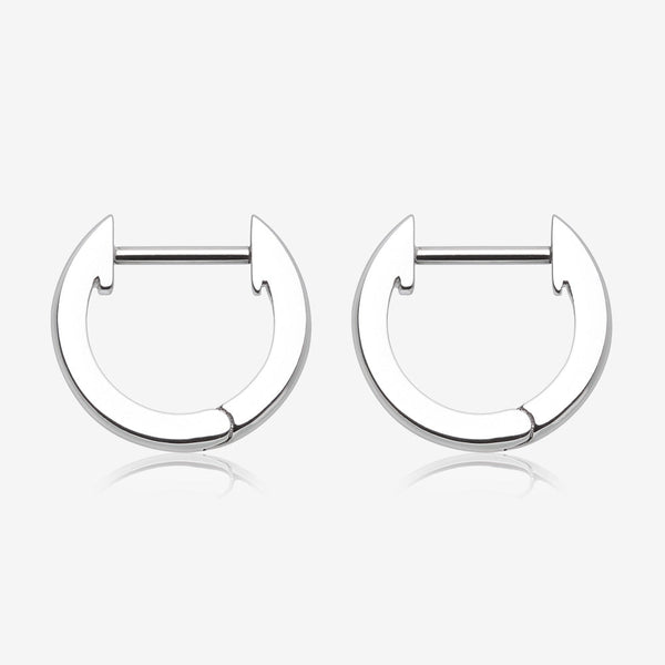 A Pair of Simple Huggie Hoop Steel Earring