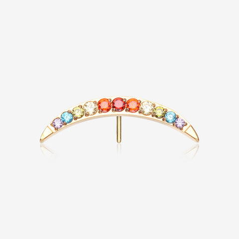 Pure24K Implant Grade Titanium OneFit Threadless Rainbow Multi-Gem Crescent Top Part