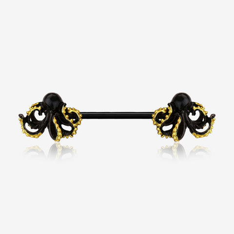 A Pair of Blackline Kraken Sea Monster Nipple Barbell