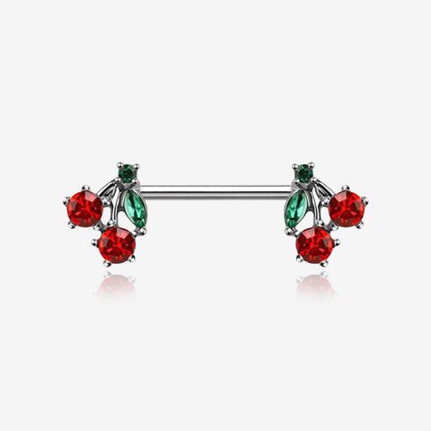 A Pair of Luscious Cherry Sparkle Fruit Nipple Barbell