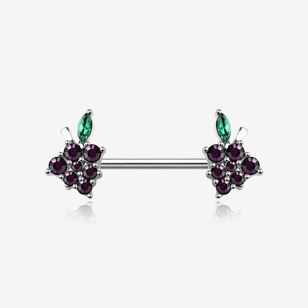 A Pair of Plump Grape Sparkle Fruit Nipple Barbell