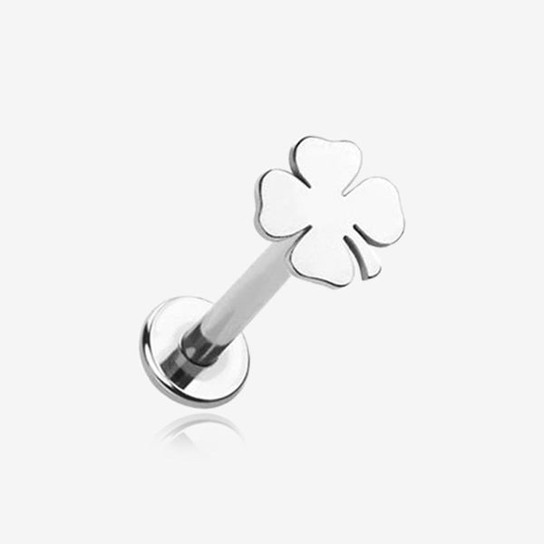 Lucky Charm Clover Top Internally Threaded Labret Flat Back Stud