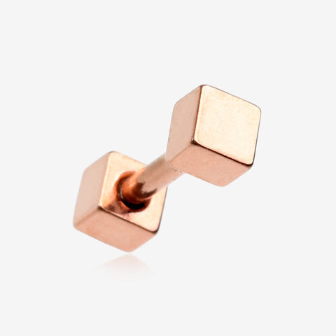 Rose Gold Square Cartilage Tragus Barbell