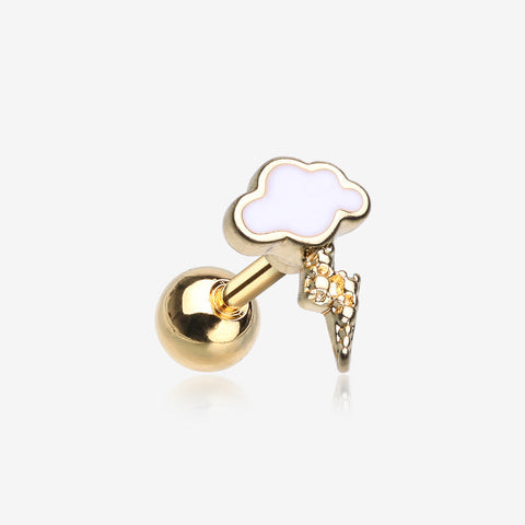 Golden Lightning Cloud Cartilage Tragus Barbell-White