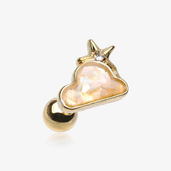 Golden Pearl Cloud Sparkle Star Cartilage Tragus Stud