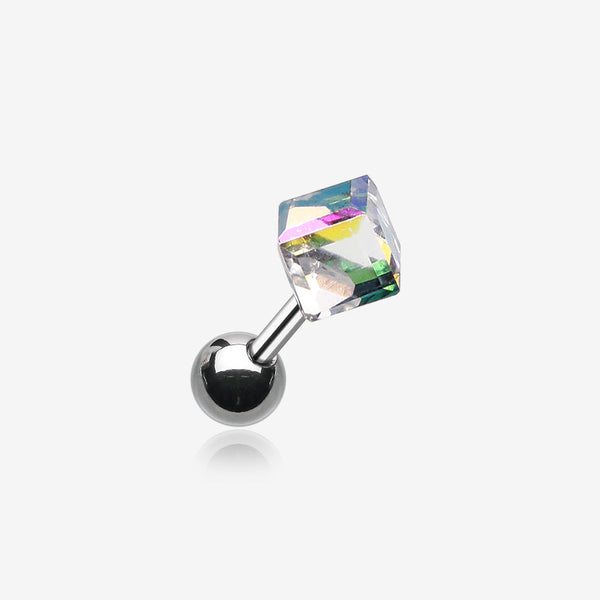 Prism Cube Cartilage Tragus Barbell-Aurora Borealis