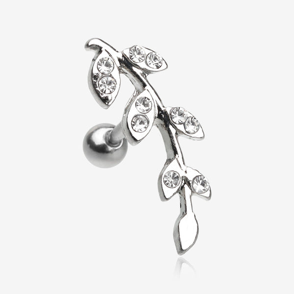 Autumn Leaf Cartilage Tragus Barbell-Clear Gem