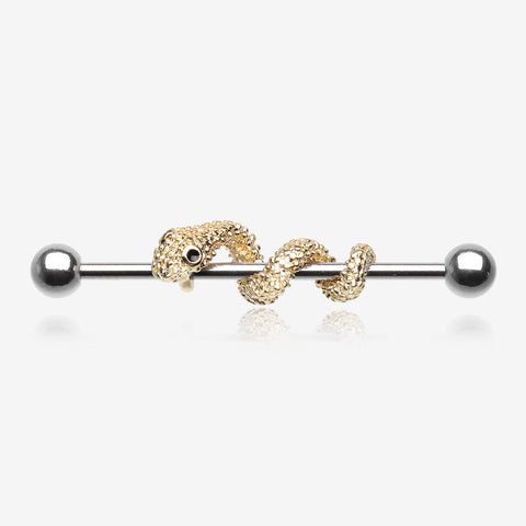 Golden Serpent Snake Industrial Barbell-Gold