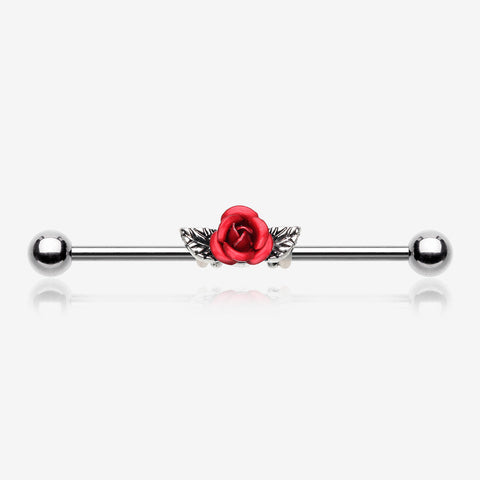 Vintage Red Rose Industrial Barbell-Red