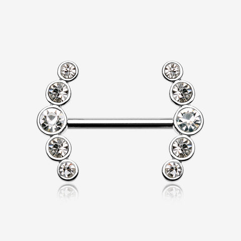 A Pair of Dainty Sparkle Ray Multi-Gem Nipple Ring-Clear Gem