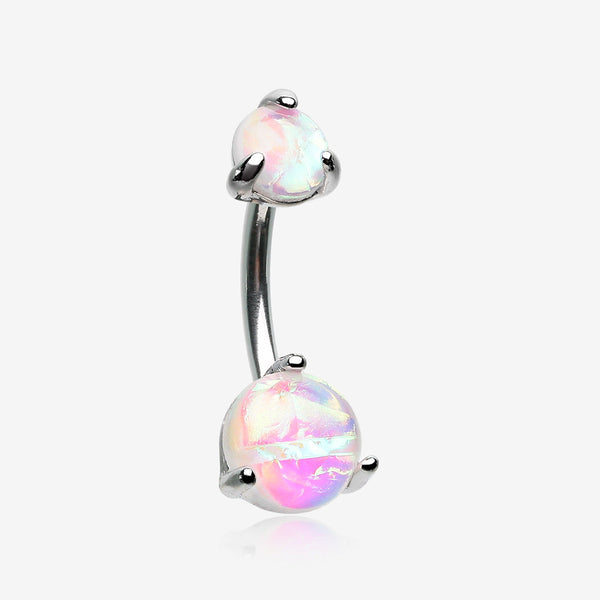 Prong Set Iridescent Unicorn Revo Belly Button Ring-White