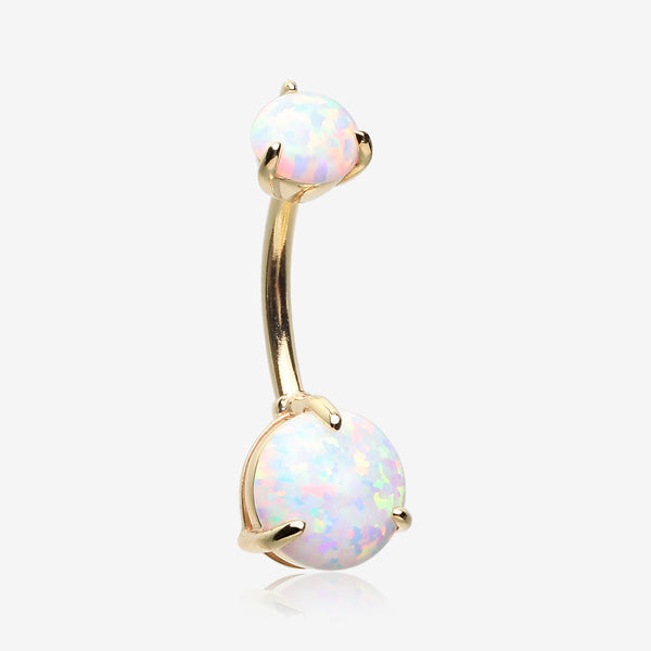 14 Karat Gold Fire Opal Prong Set Belly Button Ring