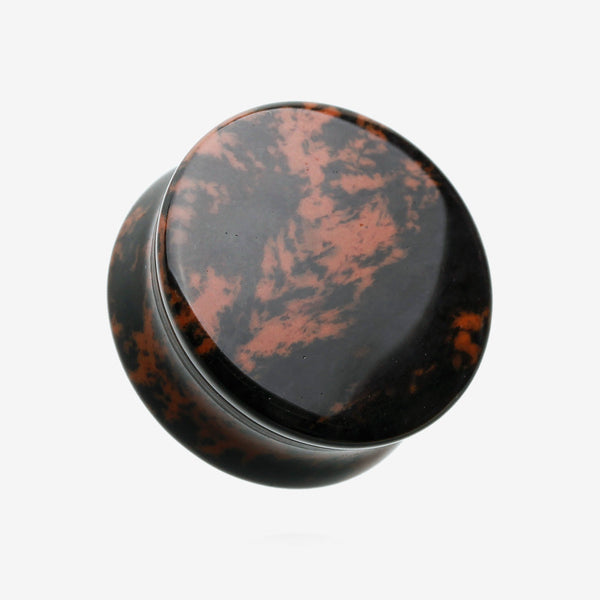 A Pair of Mahogany Obsidian Stone Double Flared Ear Gauge Plug-Red