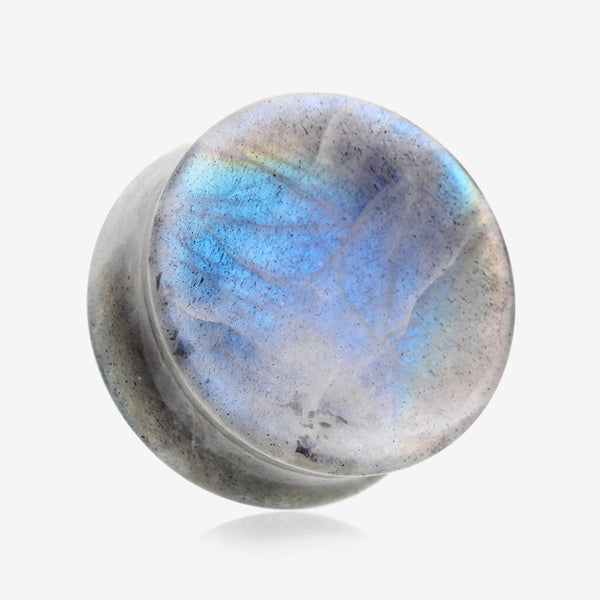 A Pair Of White Labradorite Concave Stone Double Flared Plug