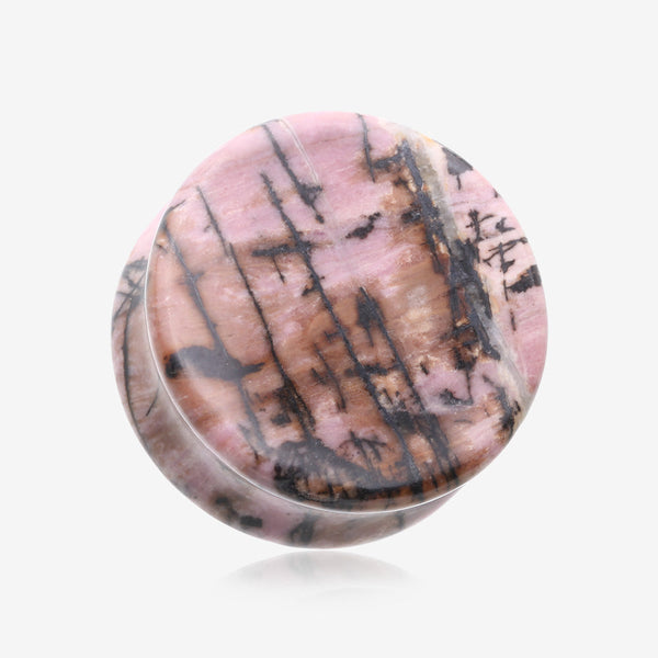 A Pair of Rhodonite Stone Double Flared Plug