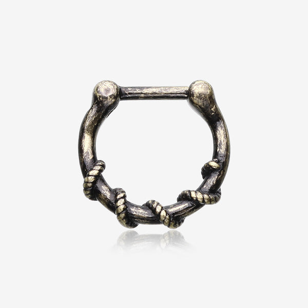 Vintage Rustica Lasca Septum Clicker Ring-Orange/Brown