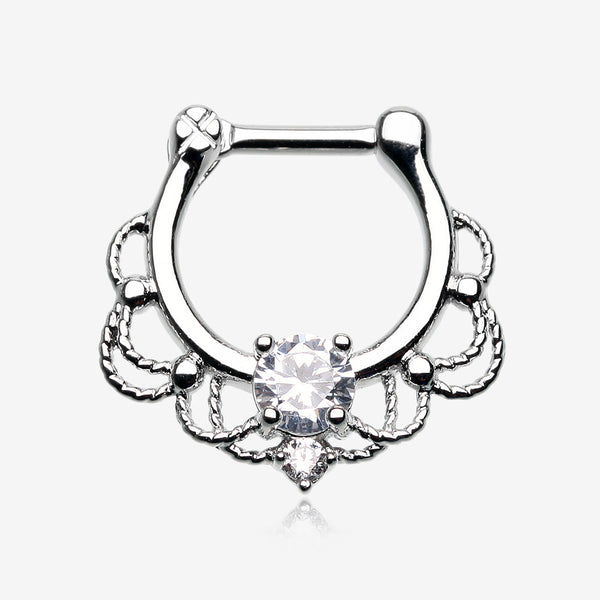 Turan Sparkle Septum Clicker Ring-Clear Gem