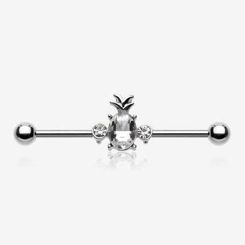 Adorable Pineapple Sparkle Industrial Barbell-Clear Gem