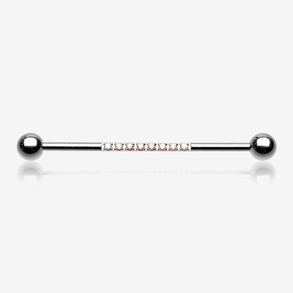 Sparkle Lined Gems Industrial Barbell-Aurora Borealis