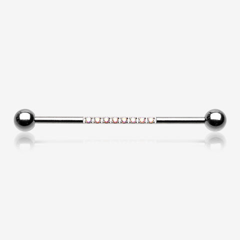 Sparkle Lined Gems Industrial Barbell-Aurora Borealis