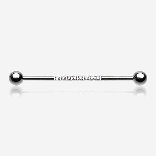 Sparkle Lined Gems Industrial Barbell-Clear Gem