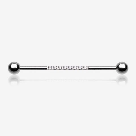 Sparkle Lined Gems Industrial Barbell-Clear Gem