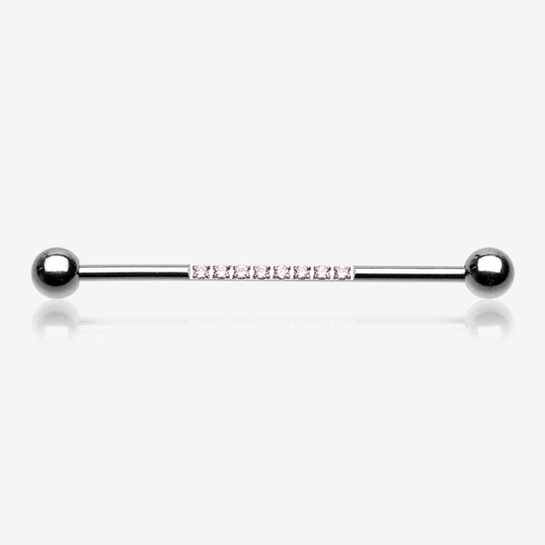 Sparkle Lined Gems Industrial Barbell-Pink