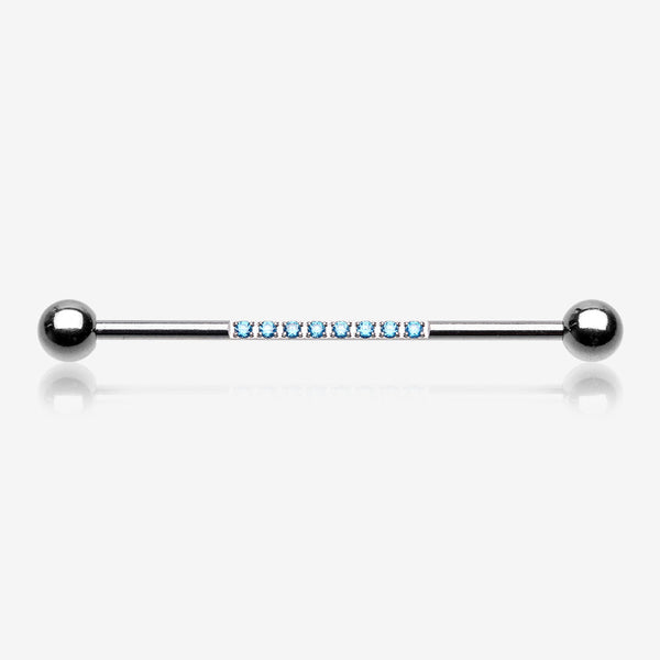 Sparkle Lined Gems Industrial Barbell-Aqua