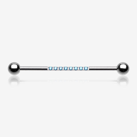 Sparkle Lined Gems Industrial Barbell-Aqua