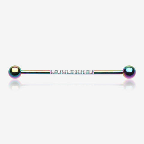 Colorline Sparkle Lined Gems Industrial Barbell-Clear Gem