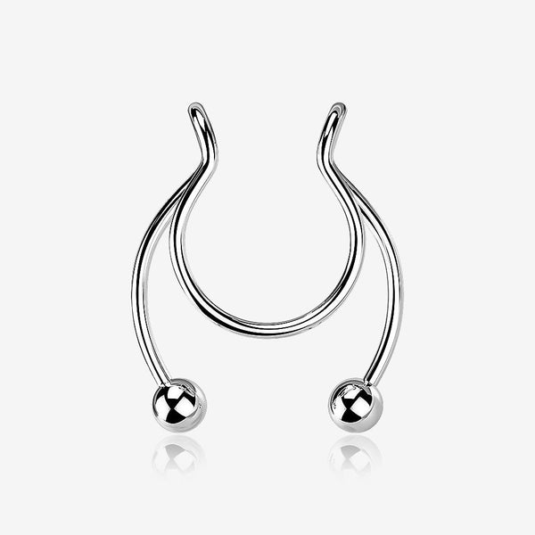 Steel Clip On Non-Piercing Fake Horseshoe Hoop Ring