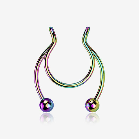 Colorline Clip On Non-Piercing Fake Horseshoe Hoop Ring